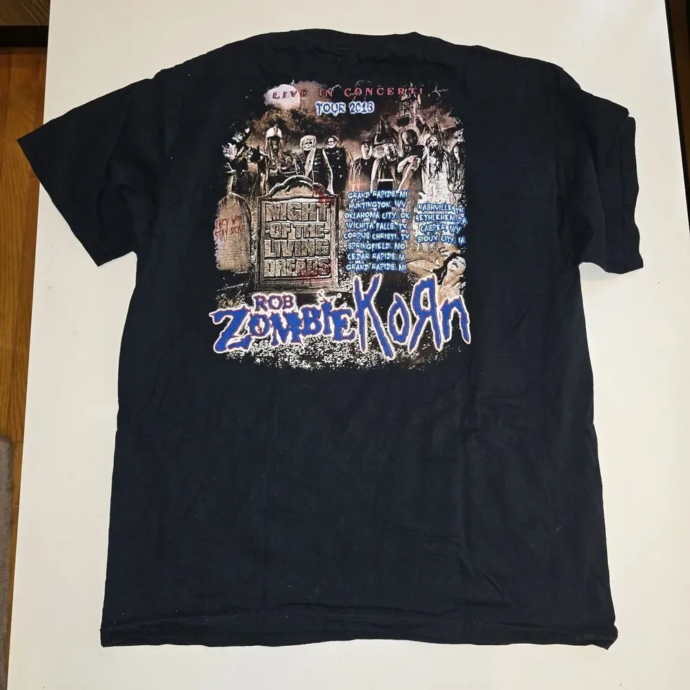 2013 Rob Zombie Korn Night Of The Living Dread Concert T Shirt SIZE L